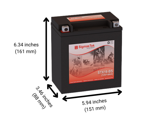 Power Max GTX16-BS High Performance Replacement Battery