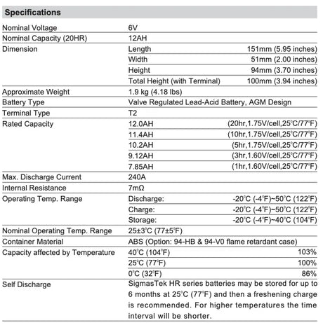 Zareba Solar Low-Impedance AGM SLA 6V 12Ah High Performance Replacement Battery