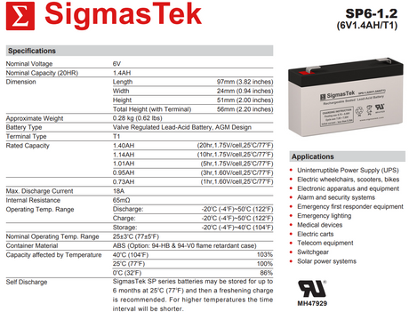 Zeus PC1.3-6 Compatible Replacement Battery
