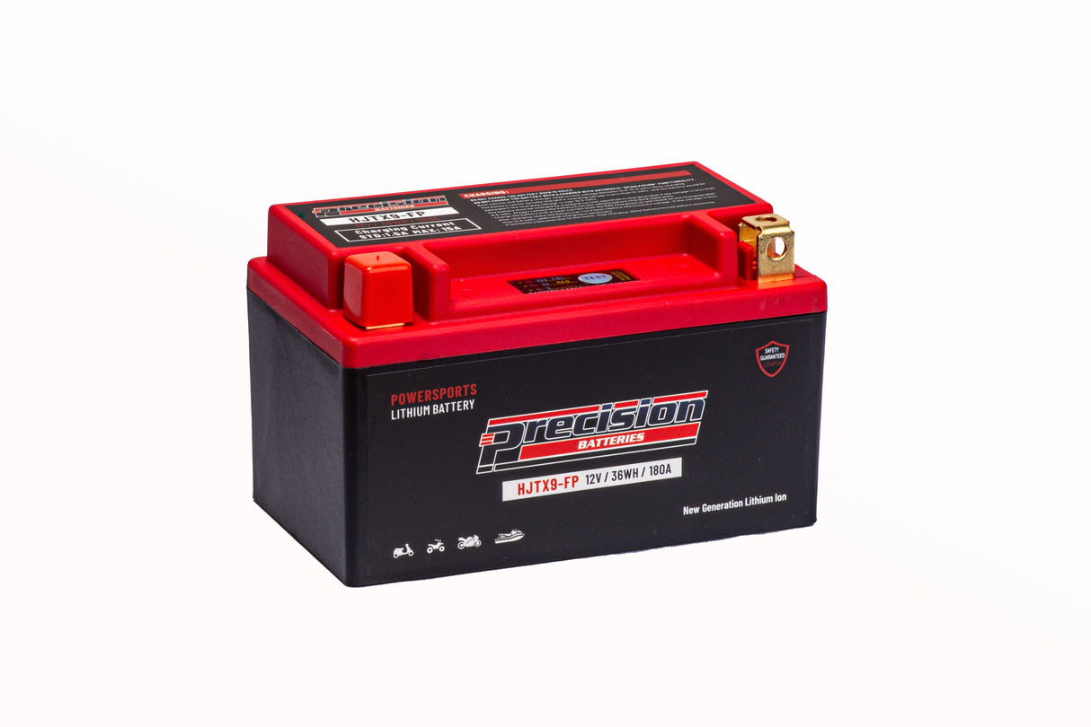 Precision HJTX9-FP High Performance Lithium-Ion Battery Replaces Duralast CTX9-BS FP, 12V 180CCA