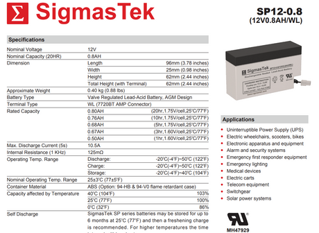 Long Way LW-6FM0.8 High Performance Replacement Battery