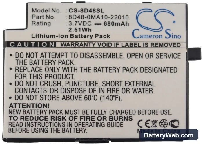 Tevion MD6400 Replacement Battery, 3.7V, 680mAh, Li-ion 5