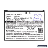 Asus Mypal A630 Replacement Battery, 3.7V, 1350mAh, Li-ion 5