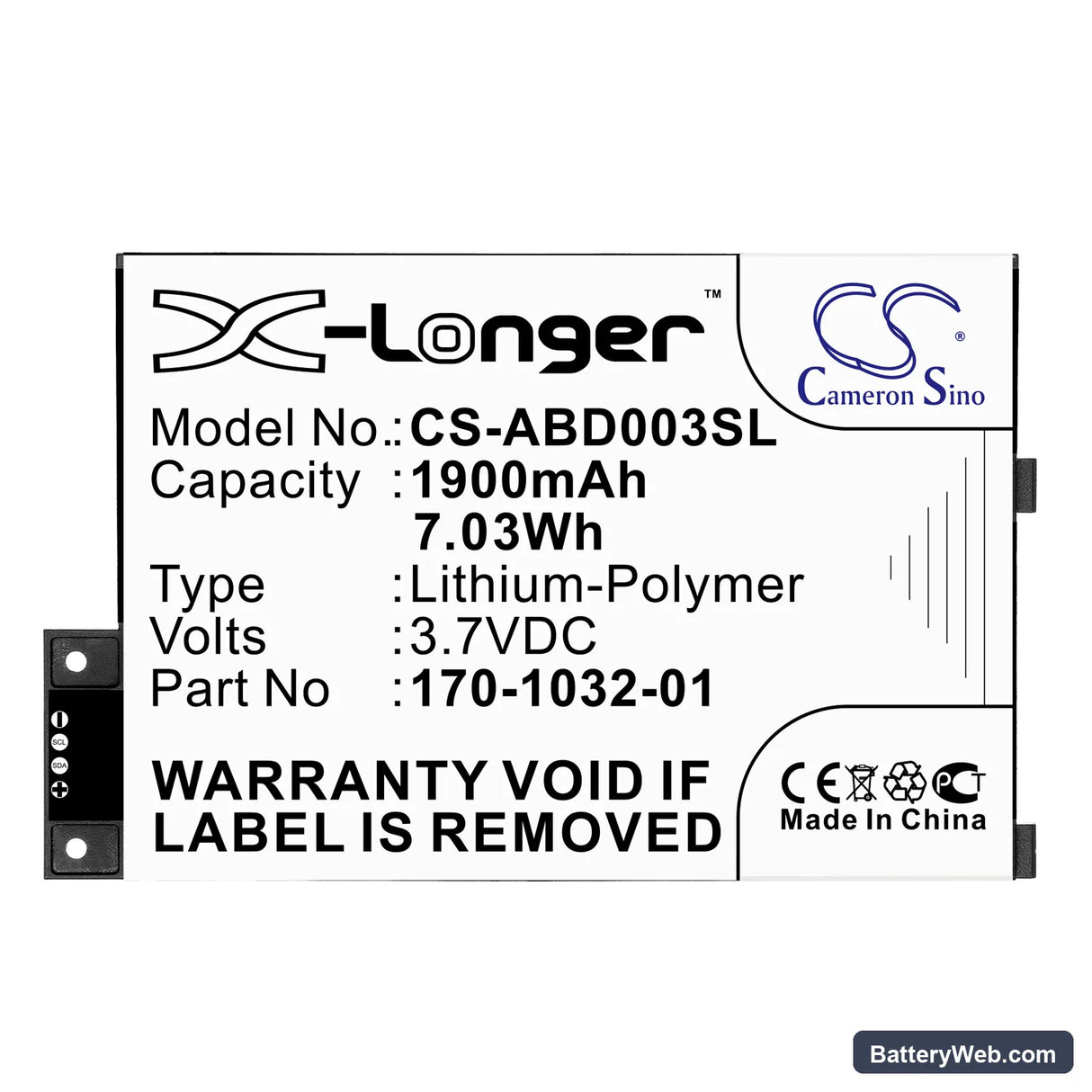 Amazon Kindle 3 Replacement Battery, 3.7V, 1900mAh, Li-Polymer 5