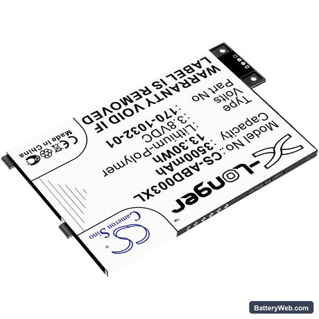 Amazon Kindle 3 Replacement Battery, 3.8V, 3500mAh, Li-Polymer 2