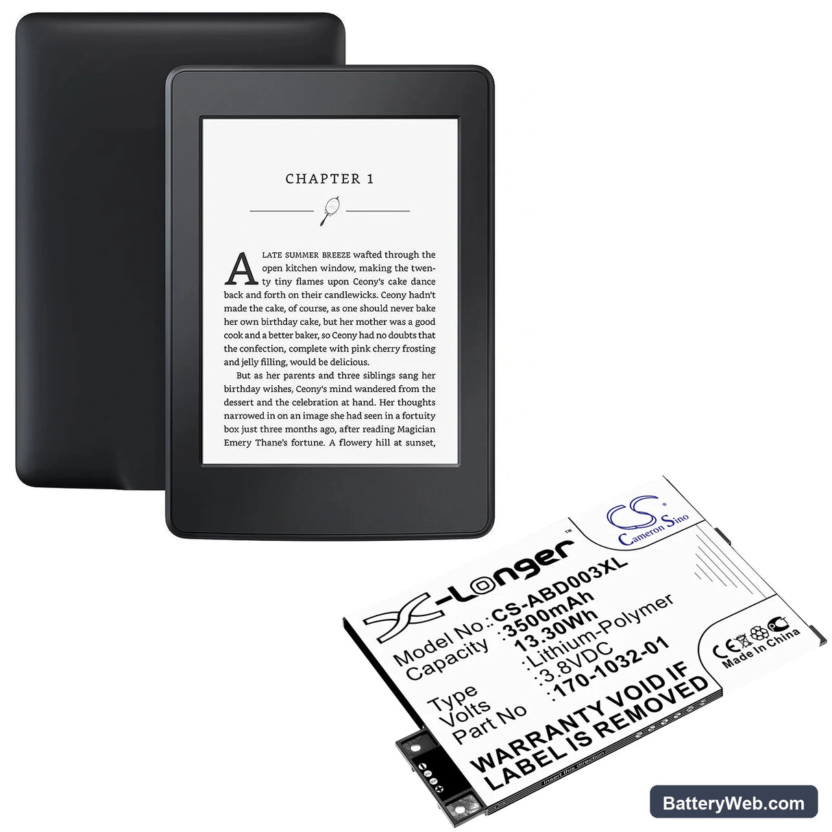 Amazon Kindle 3 Replacement Battery, 3.8V, 3500mAh, Li-Polymer 6