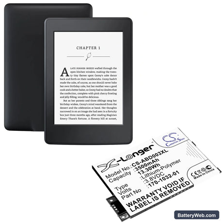 Amazon Kindle 3 Replacement Battery, 3.8V, 3500mAh, Li-Polymer 6