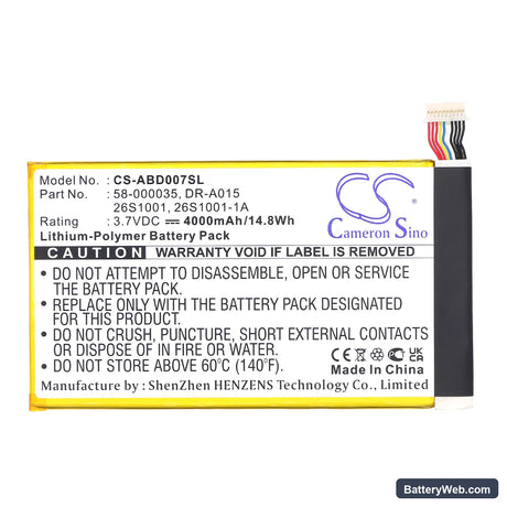 Amazon Kindle Fire HD Replacement Battery, 3.7V, 4000mAh, Li-Polymer 3