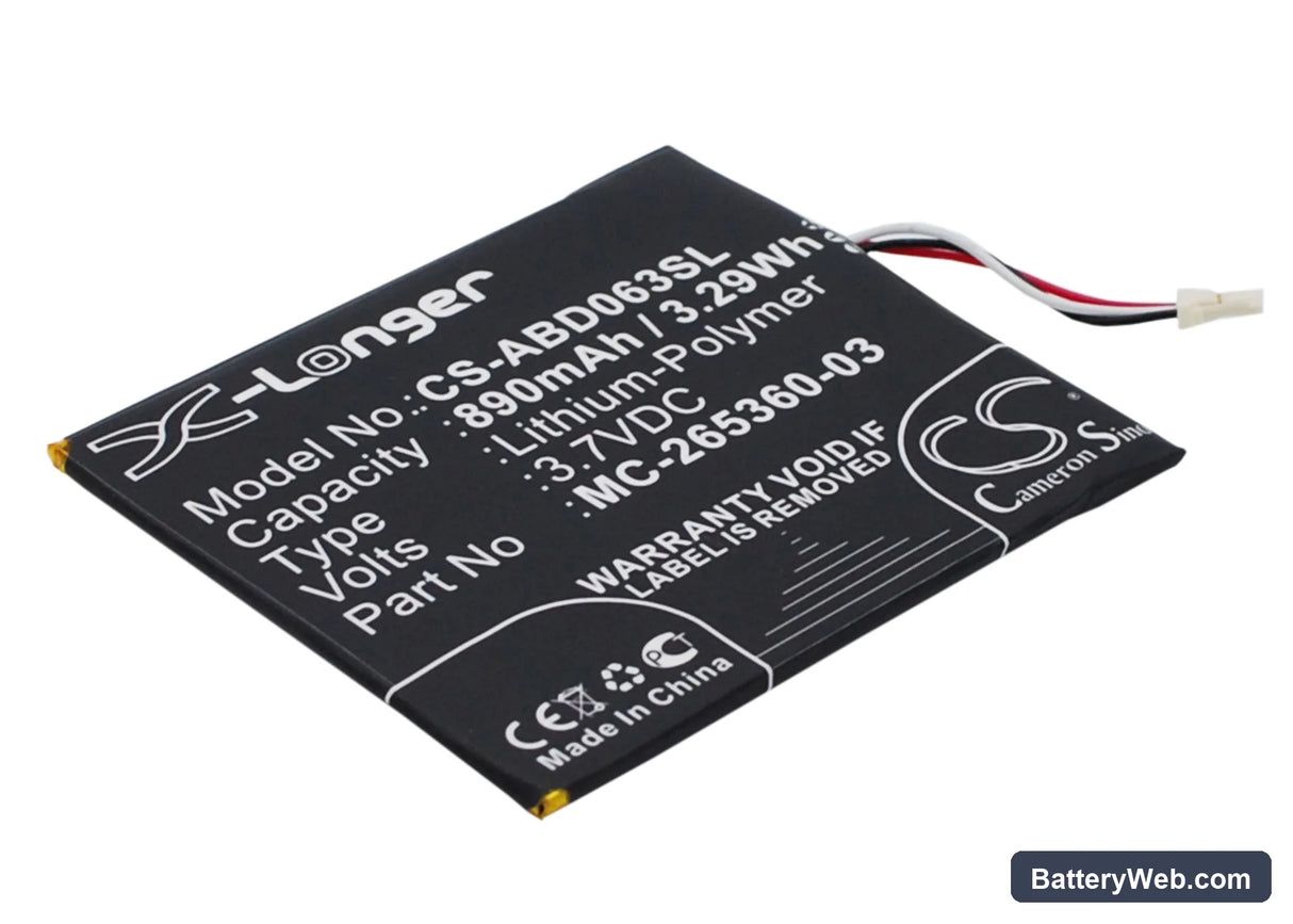 Amazon Kindle 7 Replacement Battery, 3.7V, 890mAh, Li-Polymer 2
