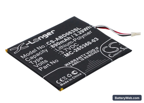 Amazon Kindle 7 Replacement Battery, 3.7V, 890mAh, Li-Polymer 2