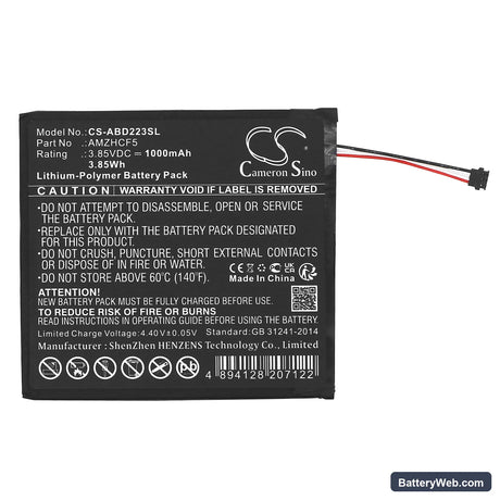 Amazon Kindle 11th 2022 Replacement Battery, 3.85V, 1000mAh, Li-Polymer 3