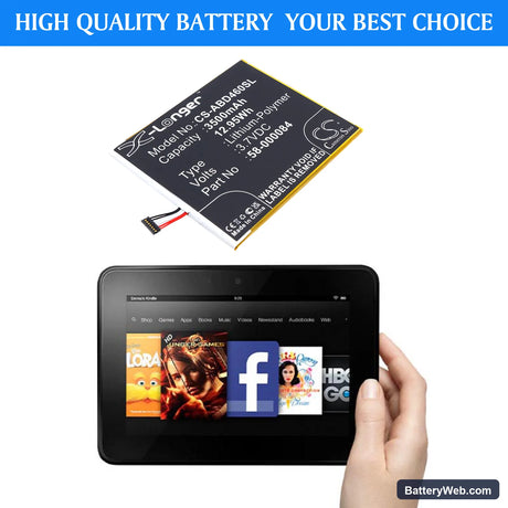 Amazon Kindle Fire HD 7" Replacement Battery, 3.7V, 3500mAh, Li-Polymer 6