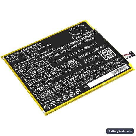 Amazon Kindle Fire HD 8th Replacement Battery, 3.8V, 4750mAh, Li-Polymer 1