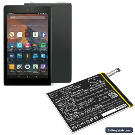 Amazon Kindle Fire HD 8 Replacement Battery, 3.8V, 4650mAh, Li-Polymer 6
