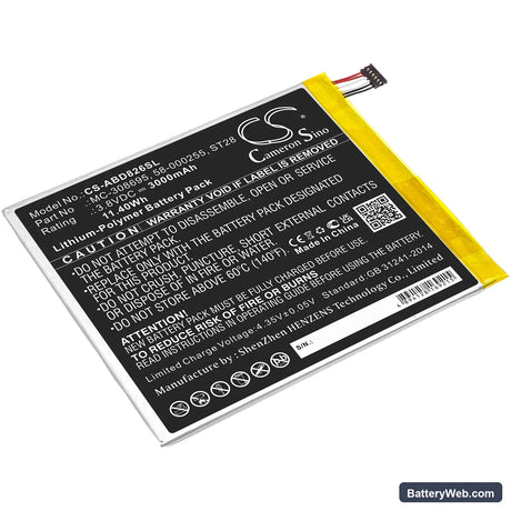 Amazon Kindle Fire M8S26G Replacement Battery, 3.8V, 3000mAh, Li-Polymer 1