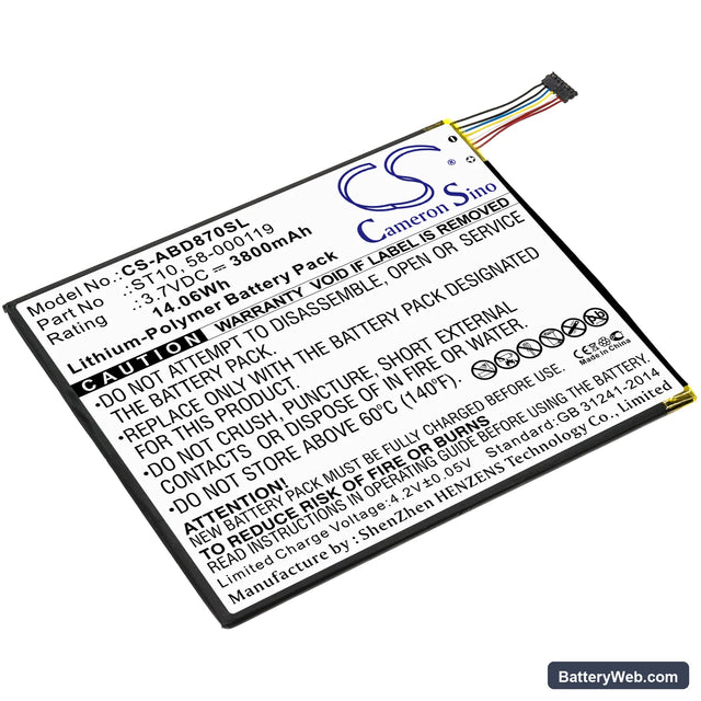 Amazon Kindle Fire HD 10 Replacement Battery, 3.7V, 3800mAh, Li-Polymer 1