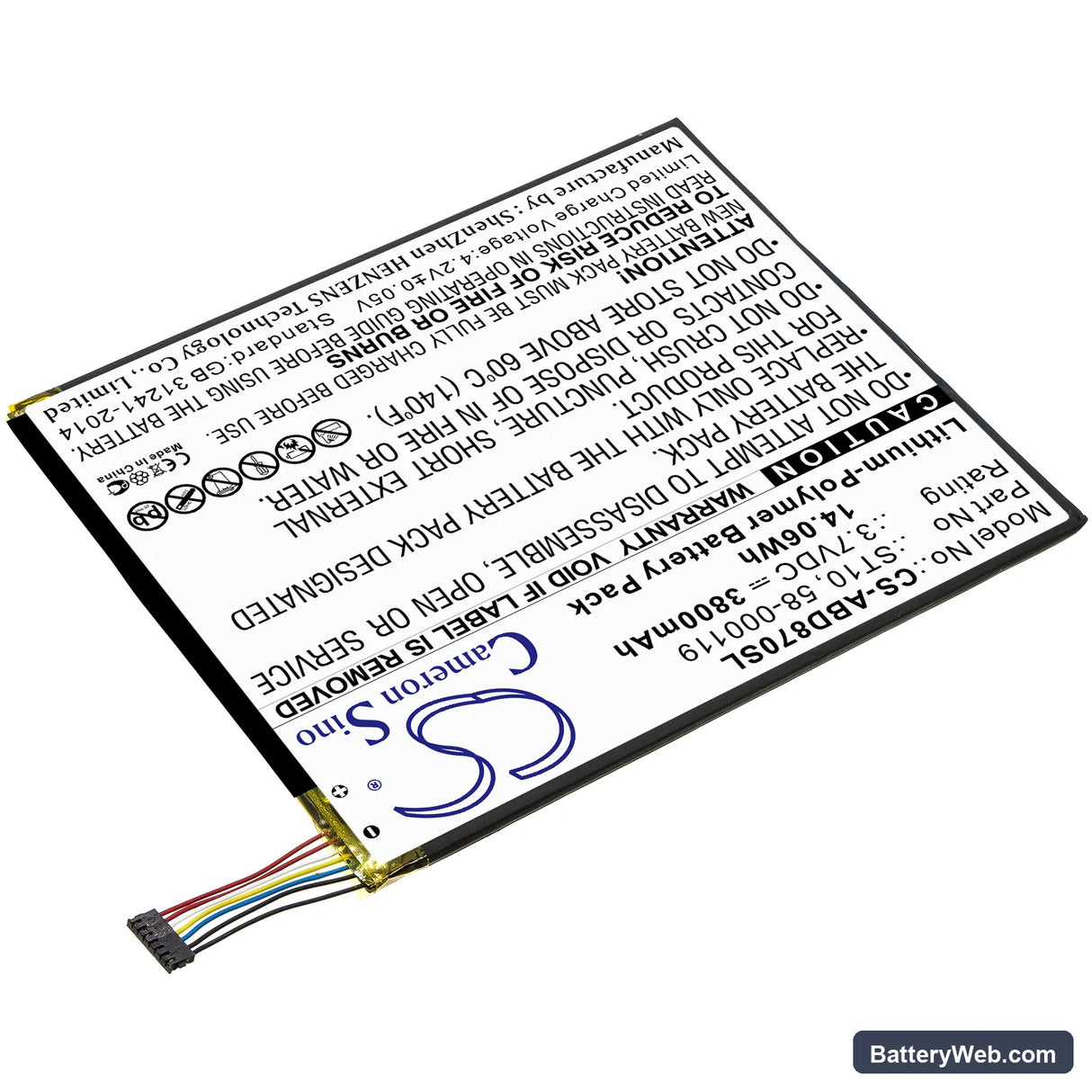 Amazon Kindle Fire HD 10 Replacement Battery, 3.7V, 3800mAh, Li-Polymer 2