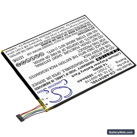 Amazon Kindle Fire HD 10 Replacement Battery, 3.7V, 3800mAh, Li-Polymer 2