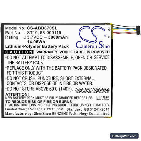 Amazon Kindle Fire HD 10 Replacement Battery, 3.7V, 3800mAh, Li-Polymer 3