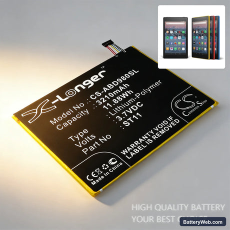 Amazon Kindle Fire HD 8 5th Replacement Battery, 3.7V, 3210mAh, Li-Polymer 6