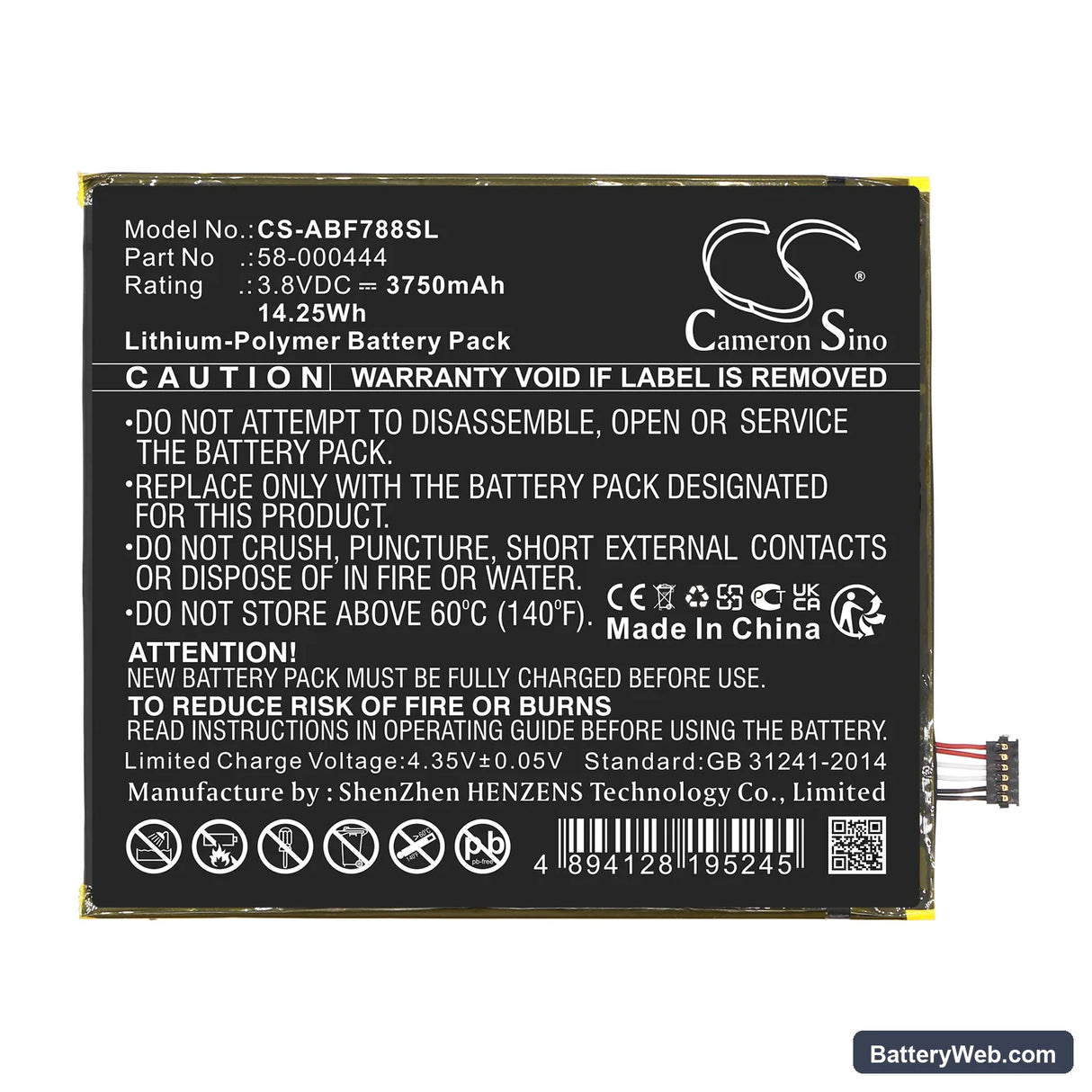 Amazon Kindle Fire 7 2th Replacement Battery, 3.8V, 3750mAh, Li-Polymer 3