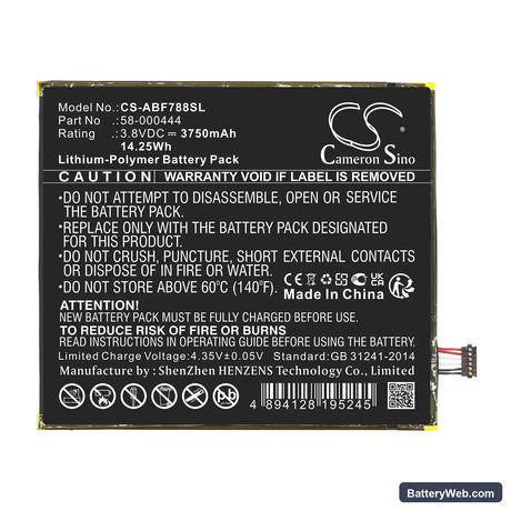 Amazon Kindle Fire 7 2th Replacement Battery, 3.8V, 3750mAh, Li-Polymer 3