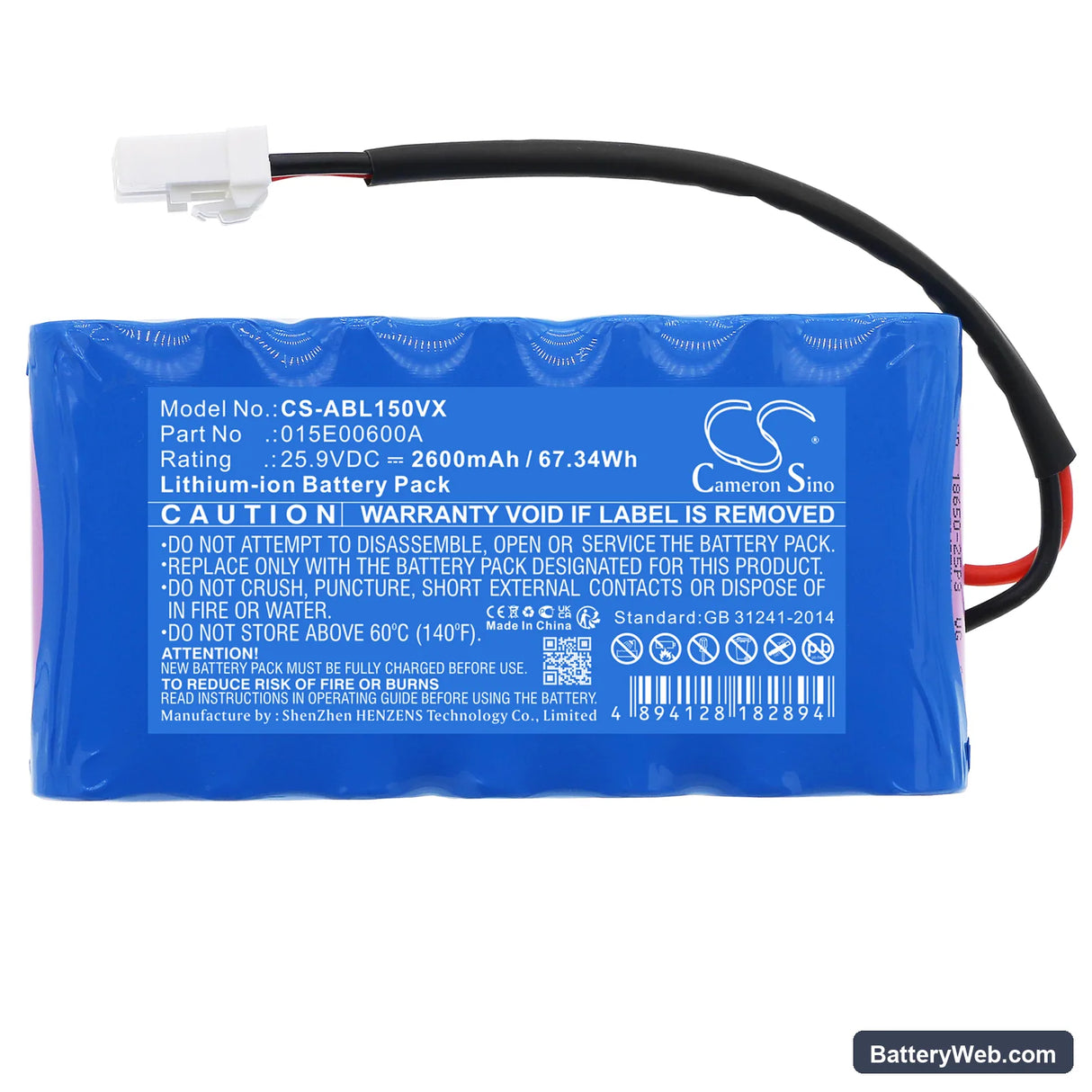 Wiper i70 Replacement Battery, 25.9V, 2600mAh, Li-ion 3