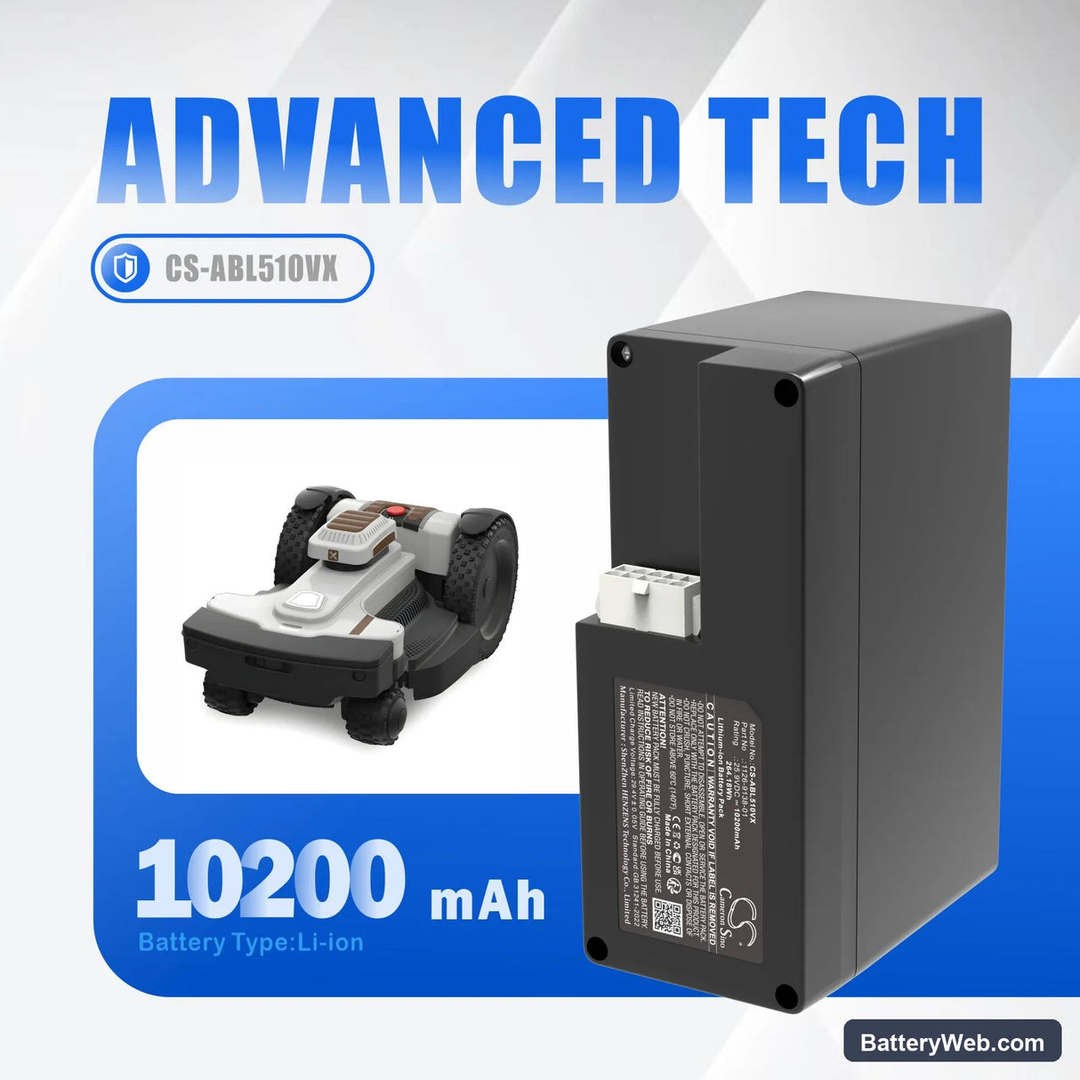 Stiga Autoclip 140 Replacement Battery, 25.9V, 10200mAh, Li-ion 7
