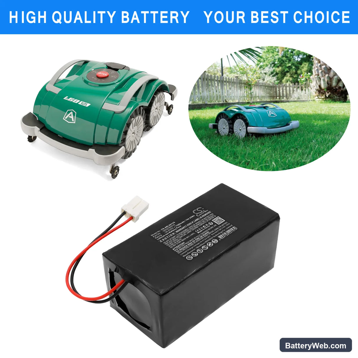 Ambrogio AM060L0V9Z Replacement Battery, 25.9V, 7500mAh, Li-ion 6