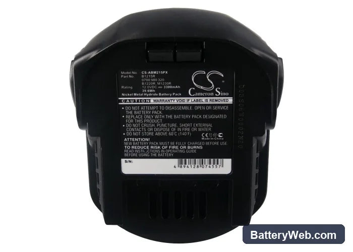 AEG BS 12 G Replacement Battery, 12V, 3300mAh, Ni-MH 5