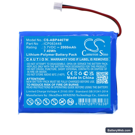 Midland Albrecht TecTalk Float Replacement Battery, 3.7V, 2000mAh, Li-Polymer 3