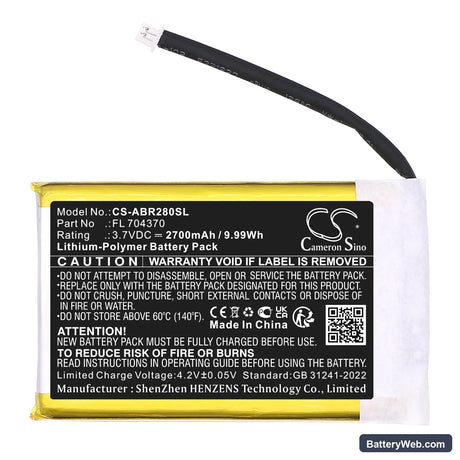 Anbernic Pocket RG28XX Replacement Battery, 3.7V, 2700mAh, Li-Polymer 3