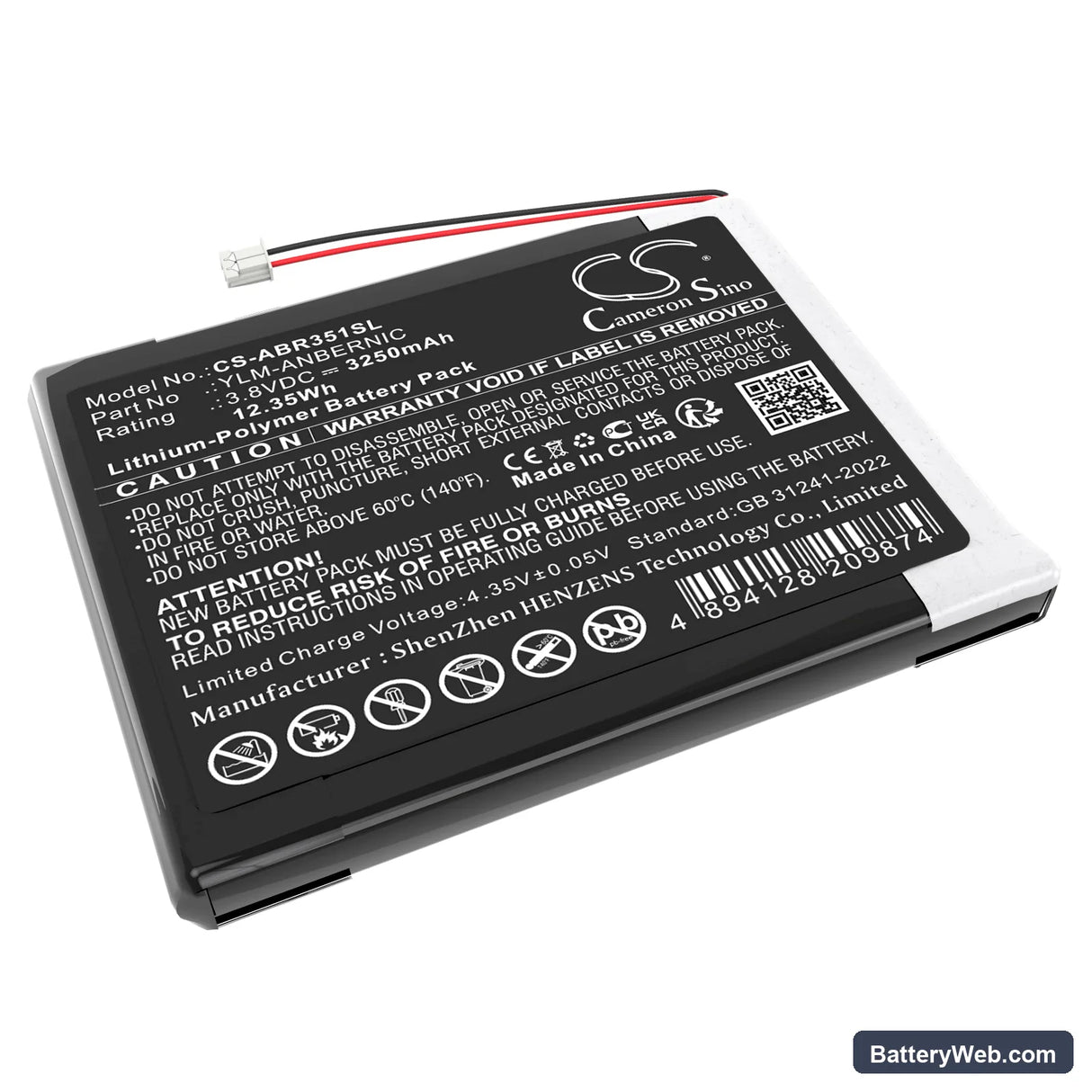 Anbernic RG35XX Handheld Game Emulator Console 3.5 Inch Replacement Battery, 3.8V, 3250mAh, Li-Polymer 1