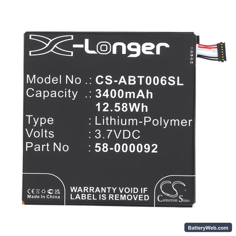 Amazon Fire HD 6 Replacement Battery, 3.7V, 3400mAh, Li-Polymer 3