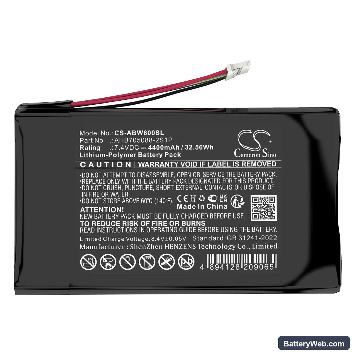 Anbernic Win600 3020E 3050E 5.94" Mini Handheld Game PC Replacement Battery, 7.4V, 4400mAh, Li-Polymer 6