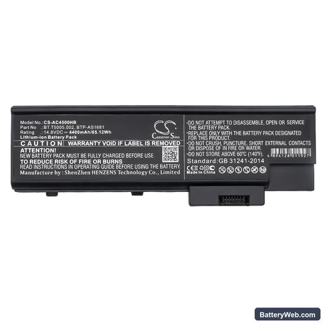 Acer Aspire 1640LC Replacement Battery, 14.8V, 4400mAh, Li-ion 5