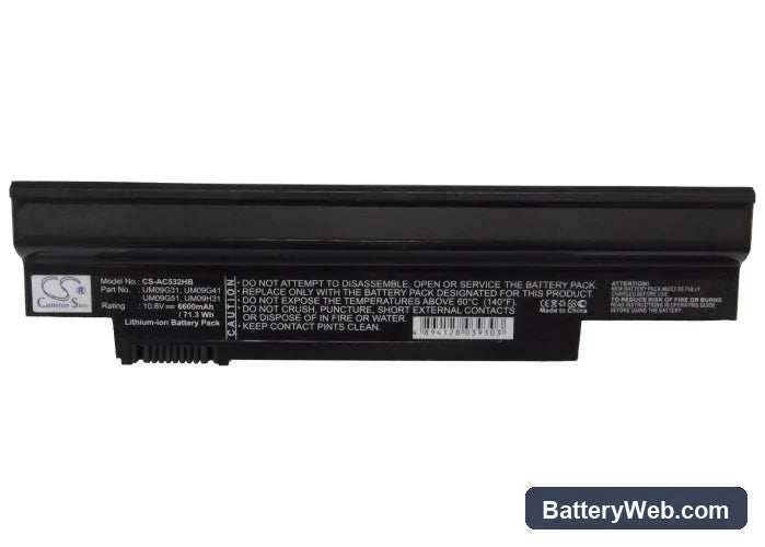 Acer AO532h-2Db Replacement Battery, 10.8V, 6600mAh, Li-ion 5