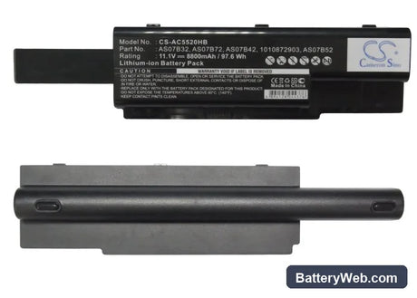 Acer Aspire 7520 Replacement Battery, 11.1V, 8800mAh, Li-ion 5