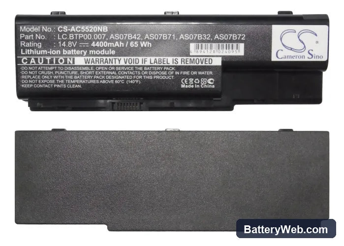 Gateway NV78 Replacement Battery, 14.8V, 4400mAh, Li-ion 5