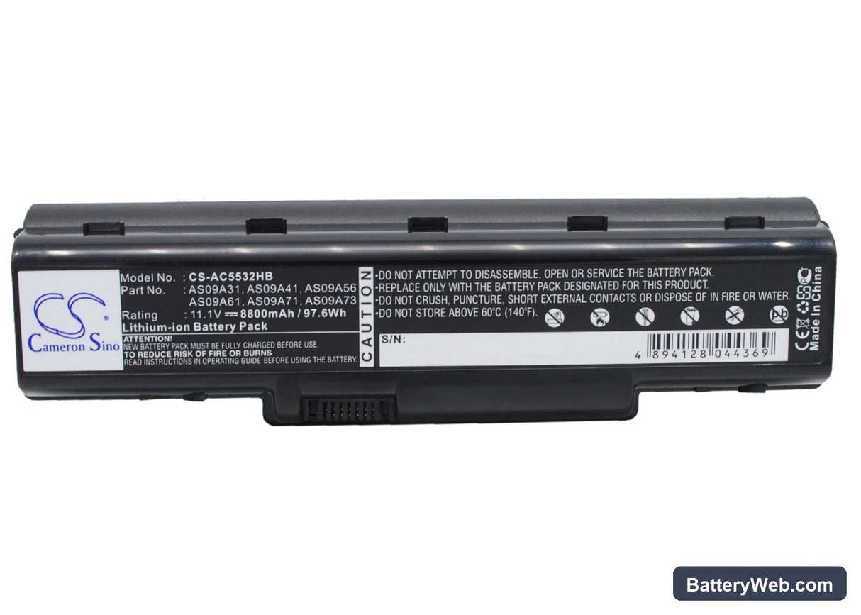 Acer Aspire 4732 Replacement Battery, 11.1V, 8800mAh, Li-ion 1