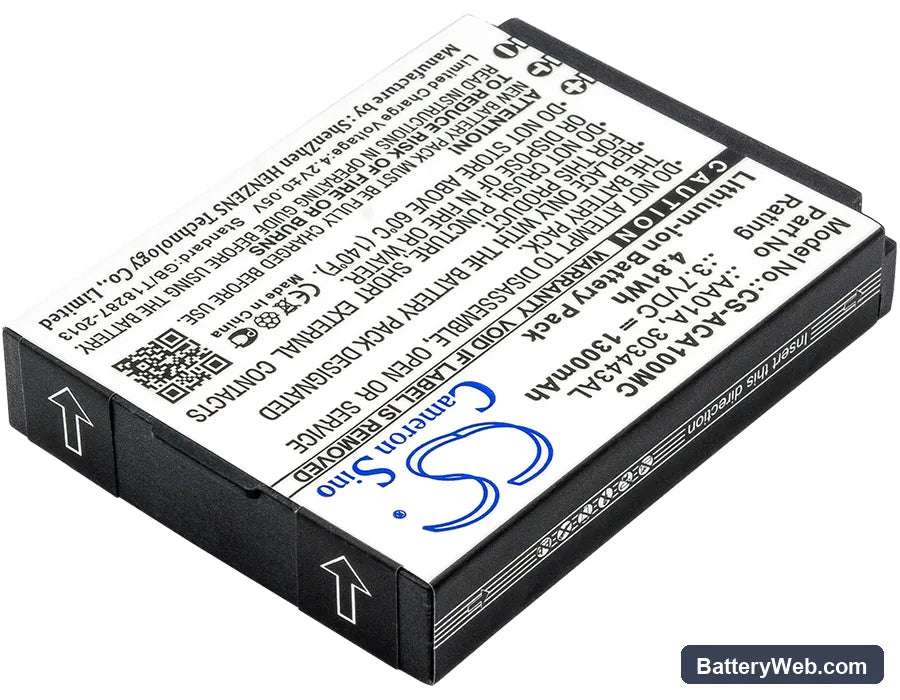 ACTIVEON LX Replacement Battery, 3.7V, 1300mAh, Li-ion 2