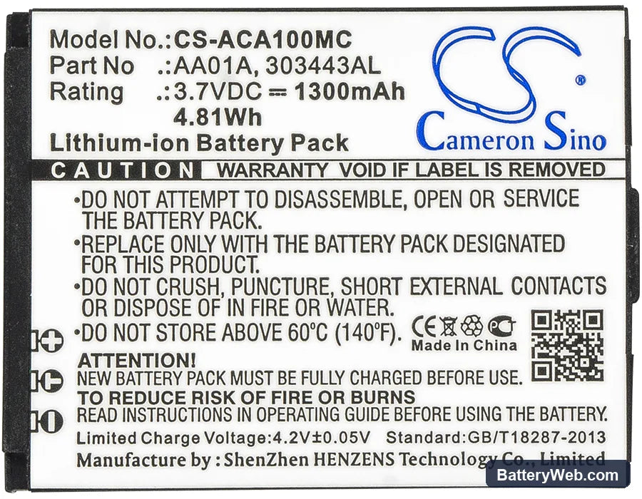 ACTIVEON LX Replacement Battery, 3.7V, 1300mAh, Li-ion 5