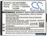 ACTIVEON LX Replacement Battery, 3.7V, 1300mAh, Li-ion 5