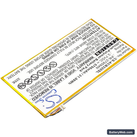 Acer Iconia One 10 B3-A20 Replacement Battery, 3.7V, 5700mAh, Li-Polymer 2
