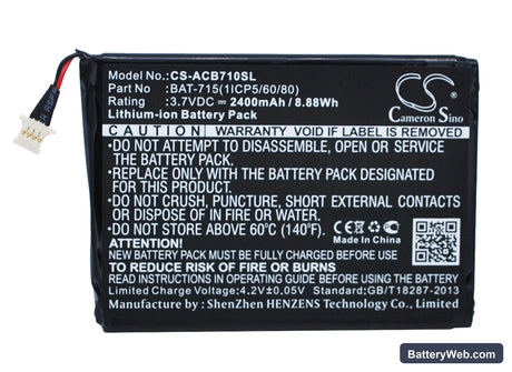 Acer Iconia Tab B1 Replacement Battery, 3.7V, 2400mAh, Li-ion 1