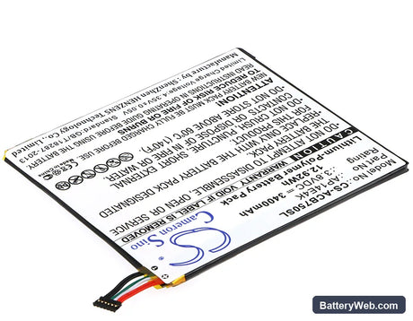 Acer Iconia One 7 B1-750 Replacement Battery, 3.8V, 3400mAh, Li-Polymer 2