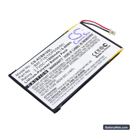 Acer B1-A71 Replacement Battery, 3.7V, 1800mAh, Li-Polymer 1