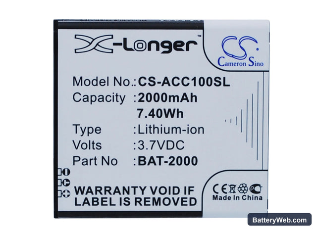Acer Liquid C1 Replacement Battery, 3.7V, 2000mAh, Li-ion 1