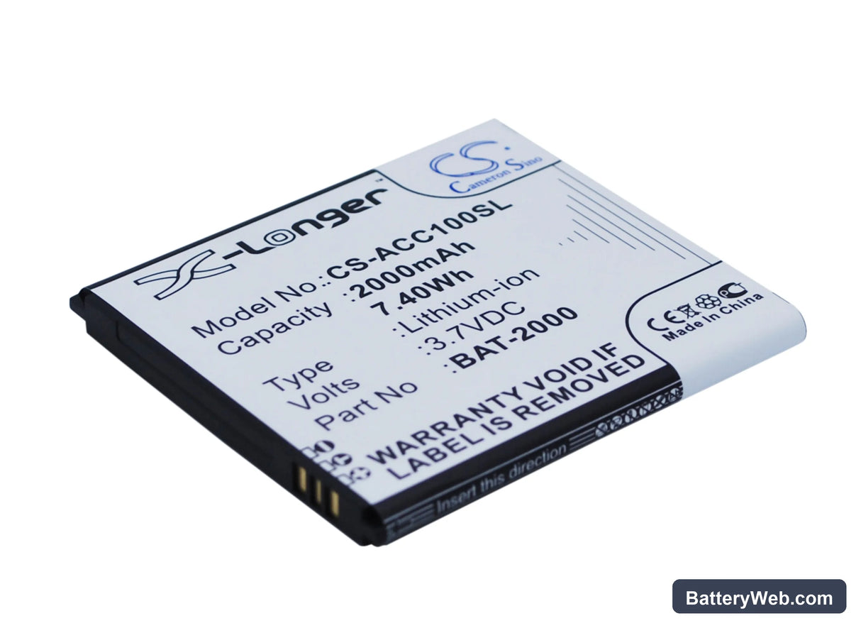Acer Liquid C1 Replacement Battery, 3.7V, 2000mAh, Li-ion 2
