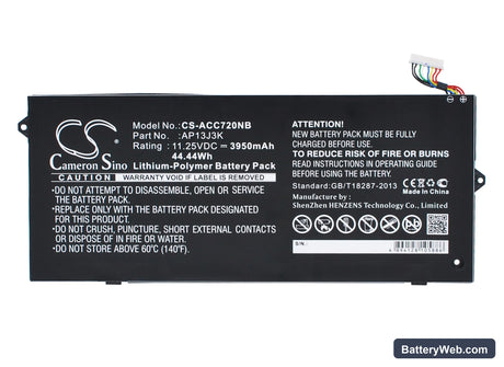 Acer Chromebook 11.6" Replacement Battery, 11.25V, 3950mAh, Li-Polymer 1